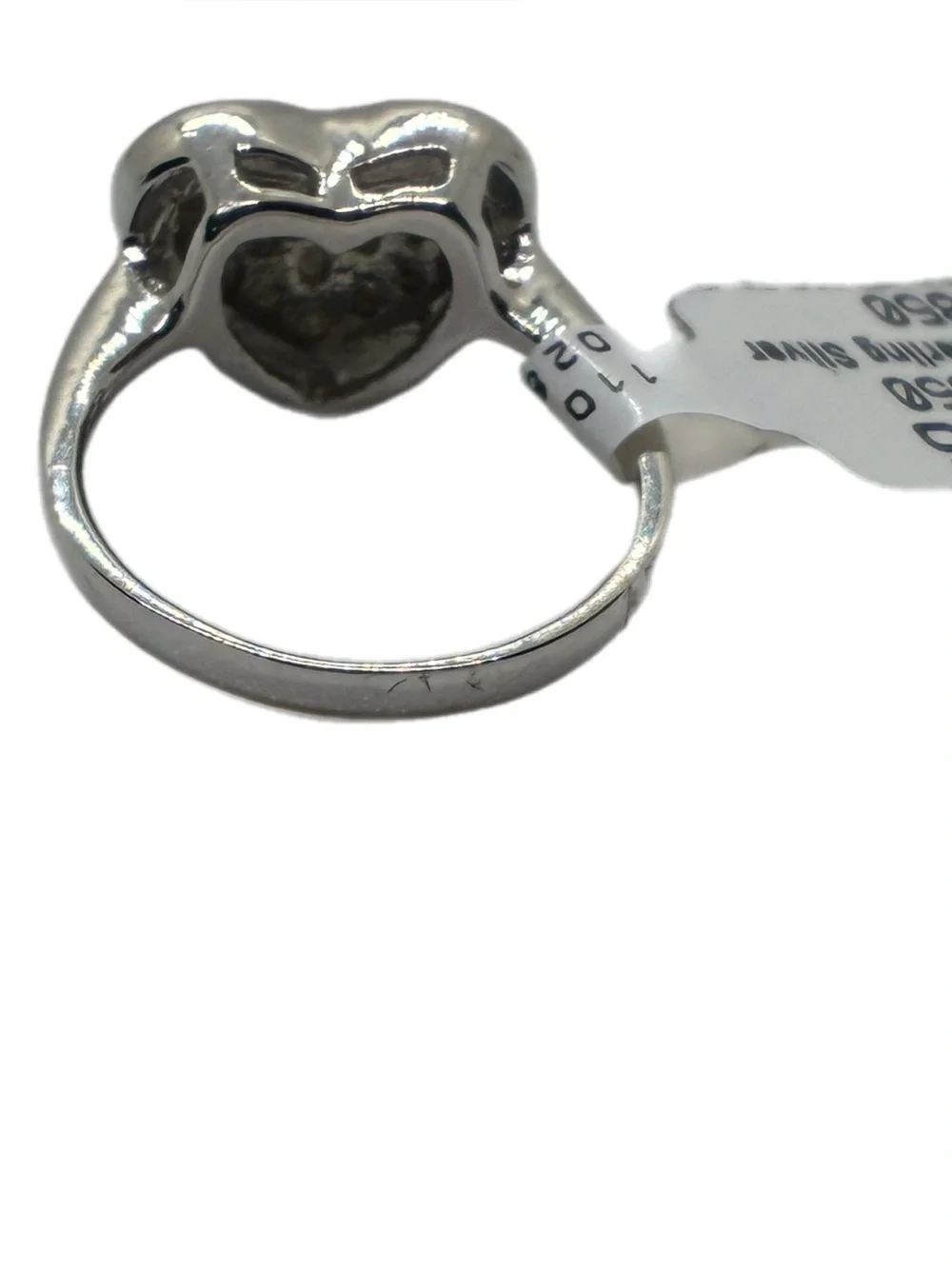 STERLING SILVER HEART SHAPED RING, SIZE 5